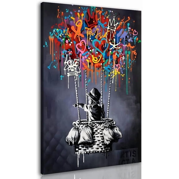 Aaheei Banksy Street Graffiti Wall Art Decor Abstract Pictures Canvas Painting Prints Colorful Modern Contemporary Poster Artworked for Wall Home Bathroom Bedroom Living Room Ready Hang