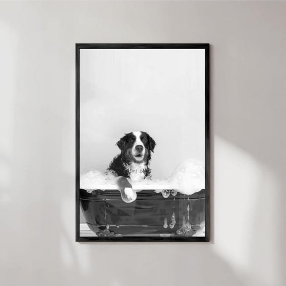 Aaheei Bernese Mountain Dog in Tub Wall Art - Bathroom Decor, Funny Farmhouse Posters, Canvas Print - Suitable for Home Bedroom