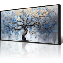 Aaheei Black Canvas Wall Decorations For Living Room Wall Art For Bedroom Abstract Office Blue Tree Scenery Wall Pictures Modern Home Decored And Ready To Hang Room Artwork