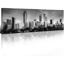 Aaheei Black and White Atlanta City Wall Art USA Cityscape Photography Prints Canvas Artwork Downtown Panoramic Pictures Wall Decor for Skyscraper Paintings Office Kitchen Home Decorations
