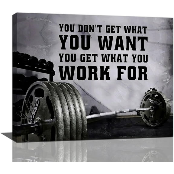 Aaheei Black And White Gym Wall Art Inspirational Quotes Pictures Wall Decor Cool Gym Workout Poster Canvas Prints Motivational Sports Modern Painting Artwork for Gym Bedroom Living Room Home