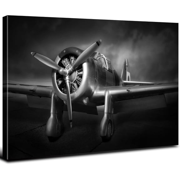 Aaheei Black and White Wall Art Vintage Airplane Pictures Wall Decor Propeller Aircraft Painting Canvas Prints Antique Fighter Poster Modern Aviation Military Artwork Men Boys Bedroom Decorations