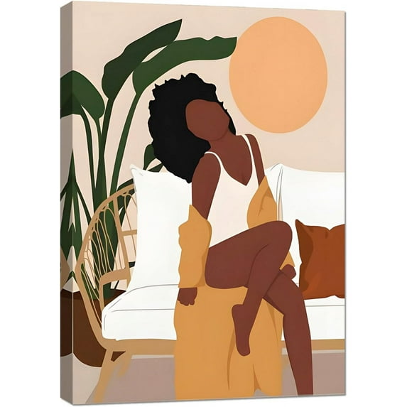 Aaheei Black Woman Art, Boho Black Art, Woman And Flower Canvas Print Wall Art, Flower Art, Afro Girl Wall Decor, Afro Art, Fashion Posters, Decorations, Ready to Hang