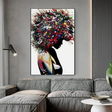 Aaheei Black Woman Canvas Paintings African American Wall Art, Graffiti Canvas Wall Art Posters and Prints African Woman Modern Art Picture for Living Room Bedroom Office Decor