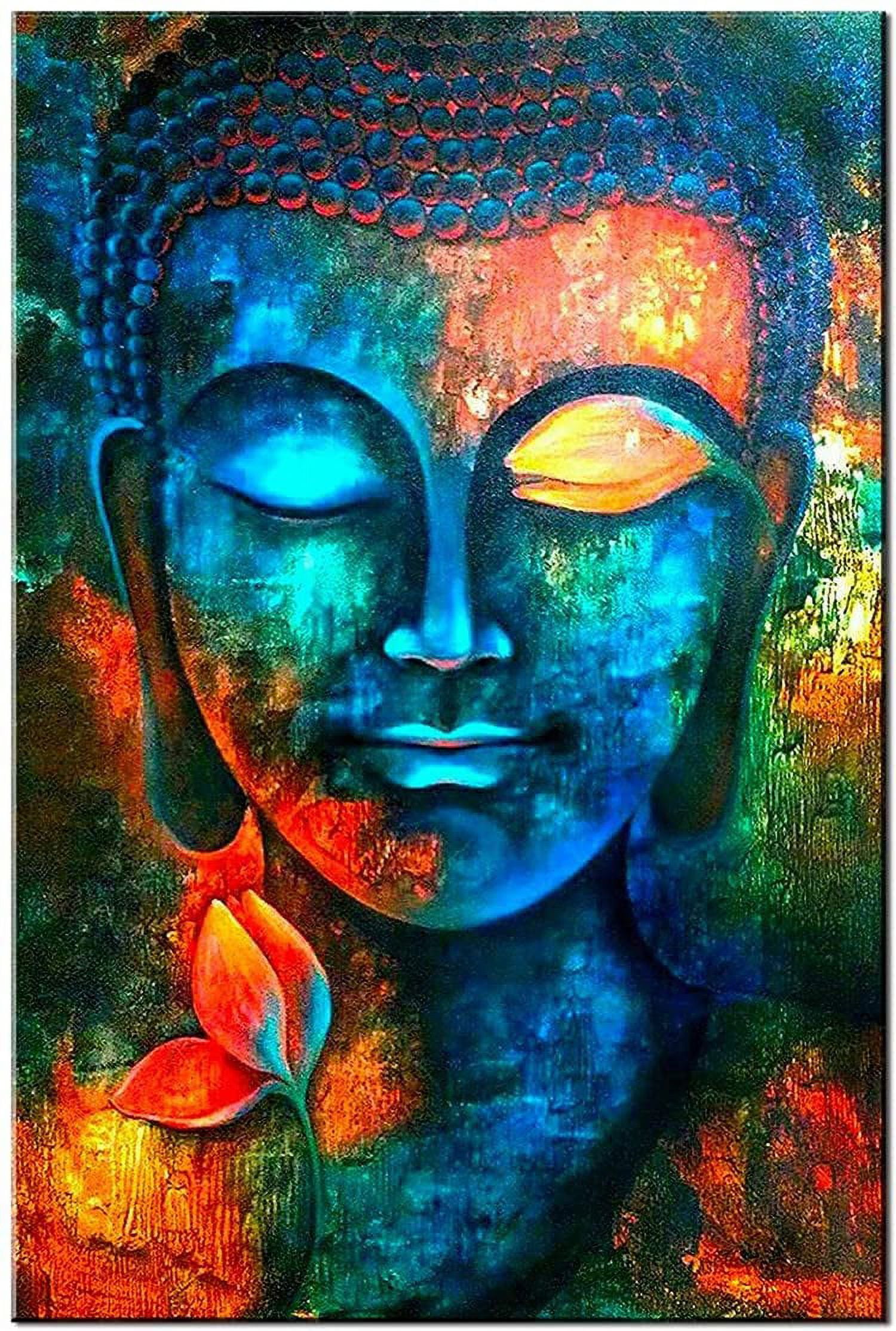 Aaheei Blue Buddha Wall Art Zen Wall Decor for Living Room Colorful ...