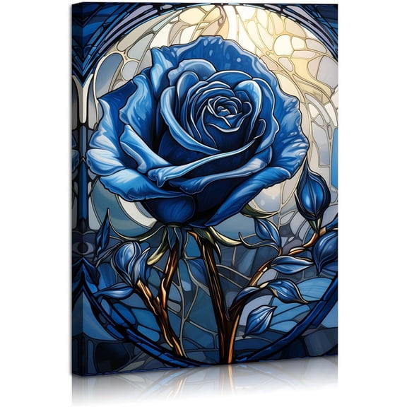 Aaheei Blue Rose Wall Art Flower Canvas Prints Pictures High Definition Printing Waterproof Fade Resistant Ready to Hang Wide Application & Stylish Gift 8x12