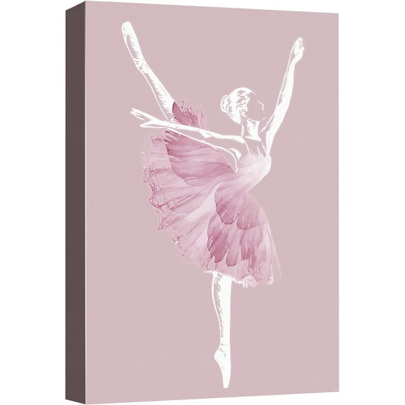 Aaheei Canvas Print Wall Art Ballerina Dancing in Pink Dress Dance Fashion Illustrations Modern Art Chic Portrait Expressive Multicolor Cool for Living Room, Bedroom, Office