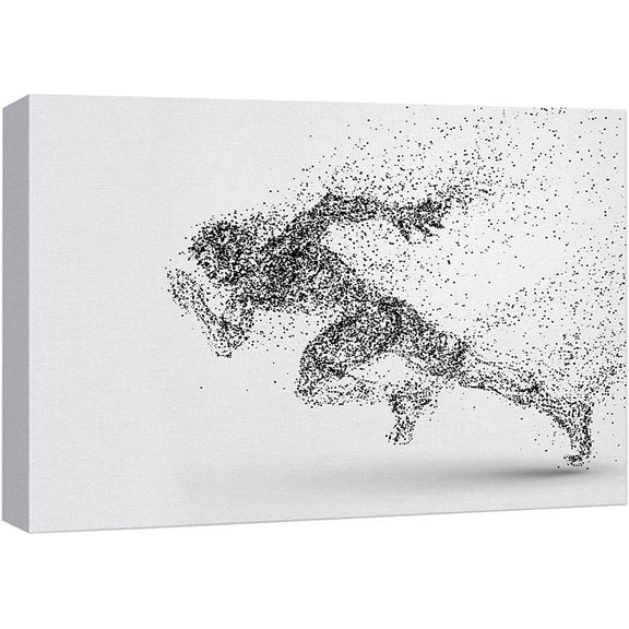 Aaheei Canvas Print Wall Art Dot Explosion Abstract Track & Field Runner Sports Athletes Digital Art Modern Art Rustic Scenic Urban Exercise Colorful for Living Room, Bedroom, Office