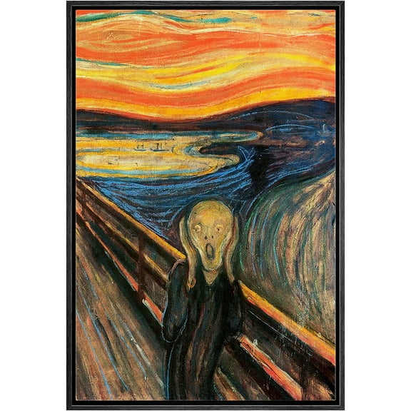 Aaheei Canvas Print Wall Art Edvard Munch's The Scream Decorative Historic Oil Painting Baroque Traditional Scenic Colorful Grey Ultra for Living Room, Bedroom, Office