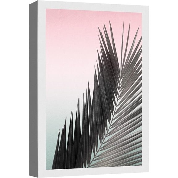 Aaheei Canvas Print Wall Art Pastel Duotone Jungle Tropical Palm Leaf Nature Wilderness Digital Art Modern Art Decorative Elements Rustic Relax/Calm Multicolor for Living Room, Bedroom, Office