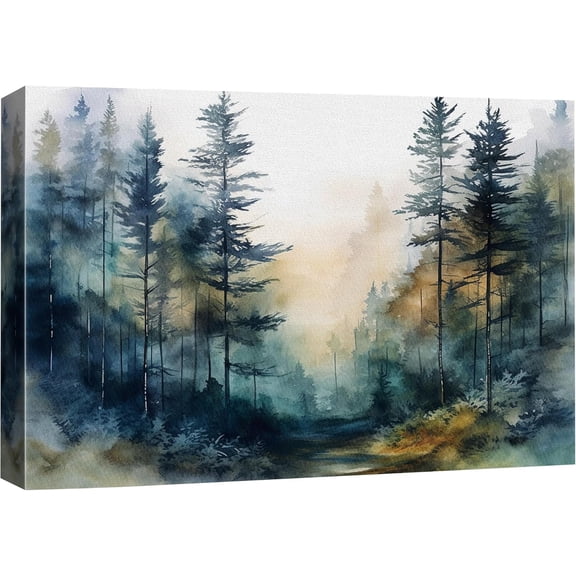 Aaheei Canvas Print Wall Art Pine Tree Forest Nature Wilderness Realism Decorative Landscape Relax/Calm for Living Room, Bedroom, Office