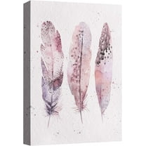 Aaheei Canvas Print Wall Art Purple Watercolor Pastel Bird Feather Trio Animals Wildlife Illustrations Modern Art Rustic Nature Bohemian Relax/Calm Wilderness for Living Room, Bedroom, Office
