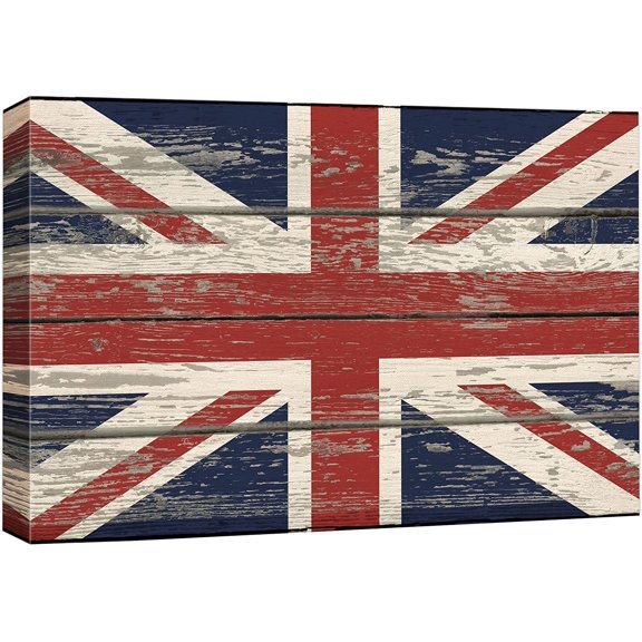 Aaheei Canvas Print Wall Art United Kingdom British Flag on Vintage Retro Pop Culture Cultural Digital Art Modern Art Traditional Colorful for Living Room, Bedroom, Office