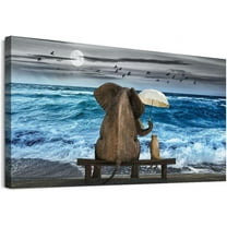 Aaheei Canvas Wall Art For Living Room Modern Decor For Office Bedroom Room Decorations Ocean Beach Wall Painting Animal Elephant Pictures Abstract Artwork Home Decor