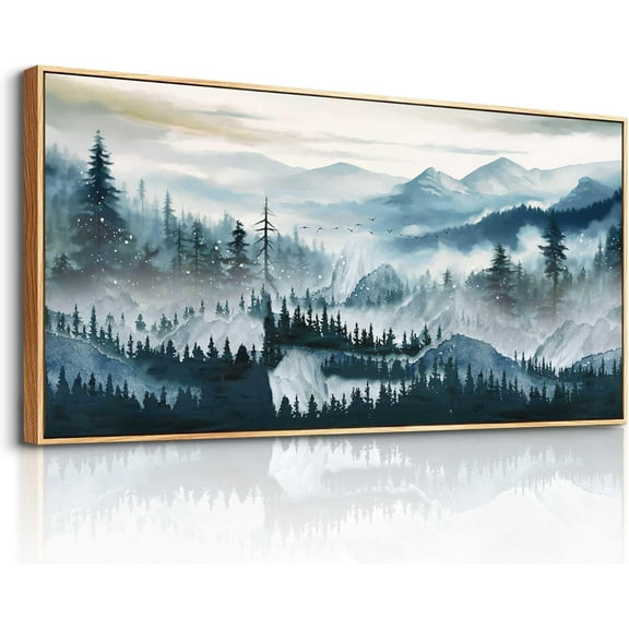 Aaheei Canvas Wall Art For Living Room Wall Decor For Office Abstract Landscape Painting Fog forest Wall Picture Ready To Hang Bedroom Home Decorations Prints Posters Artwork