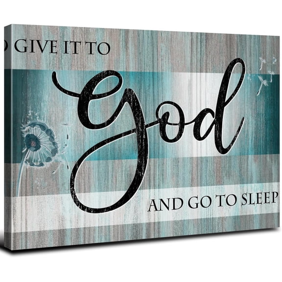 Aaheei Christian Bible Verses Wall Art Teal Wall Decor Scripture Religious Saying Quotes Canvas Prints Pictures for Living Room Bedroom Dandelion Poster Inspirational Signs Artwork Home Decorations