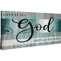 Aaheei Christian Wall Decor Scripture Wall Art Give It to God and Go to Sleep Sign Picture Bible Verses Canvas Prints Painting Teal Religious Dandelion Poster Artwork for Living Room Home Decoration