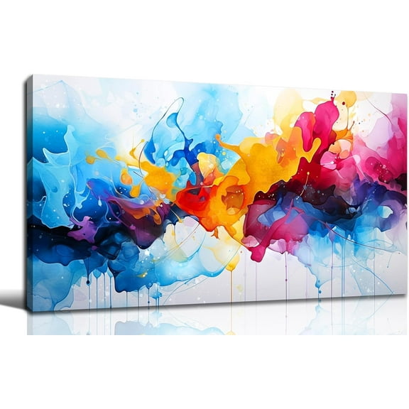 Aaheei Colorful Abstract Canvas Wall Art for Living Room Bedroom Home Office Modern Wall Decor Blue Orange Pink Gray Abstract Picture Ready to Hang