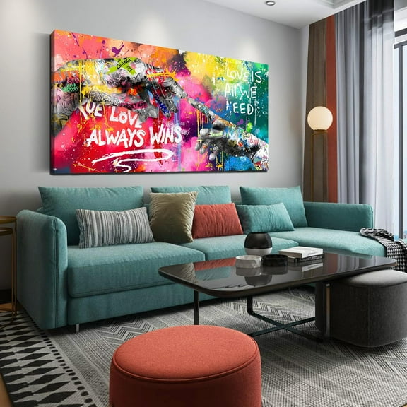 Aaheei Colorful Wall-Art for Living Room - Graffiti Wall Art Canvas - Hand of God Art Prints Posters