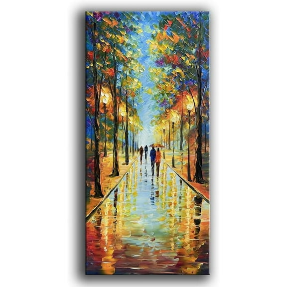 Aaheei Contemporary Wall Art Landscape Oil Painting On Canvas palette knife Tree Painting Acrylic Abstract Landscape wall art modern canvas painting Living room room bedroom hanging painting