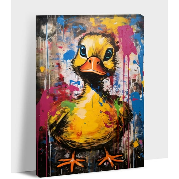 Aaheei Cute Baby Duck Wall Art, Little Yellow Duck Decor, Baby Farm Animals Poster Print for Teen Kid Bedroom, Modern Street Pop Art
