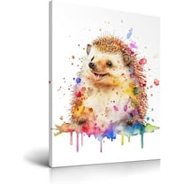 Aaheei Cute Bathroom Wall Art,Watercolour Hedgehog Poster Printing Wall Decor,Funny Animal Canvas Painting Prints,Colourful Picture Art for Bedroom Kids Room Nursery Home 1 Pack