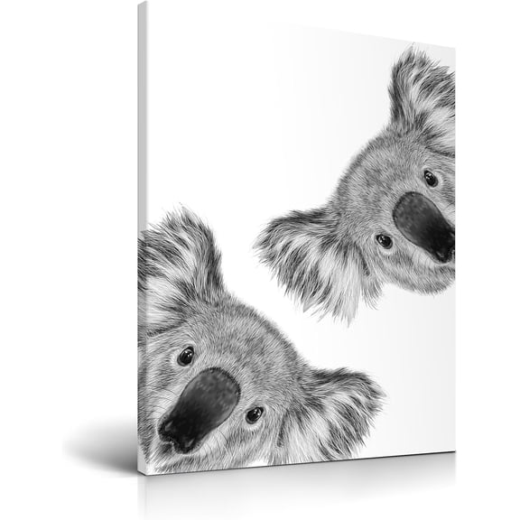 Aaheei Cute Koala Wall Art,Canvas Wildlife Animal Picture Wall Decor,Minimalist Black and White Poster Printing Home Decor for Bathroom Bedroom Kid Living Room Nursery,Set of 1