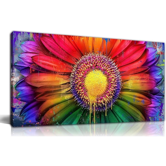 Aaheei Daisy Wall Art for Bedroom, Colorful Flower Canvas Wall Decor for Bedroom, Floral Picture Print Picture for Girls Room Decor