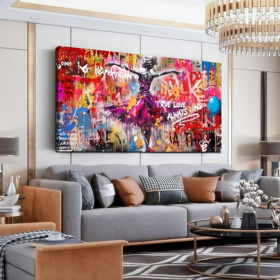 Aaheei Dance Canvas Wall-Art for Bedroom Girls - Graffiti Wall Art for Living Room - Colorful Pictures Poster