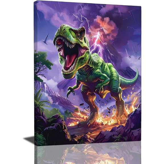Aaheei T-Rex Wall Art Decor - Dinosaur Poster Canvas Print Painting Artwork for Bathroom Bedroom, Living Room