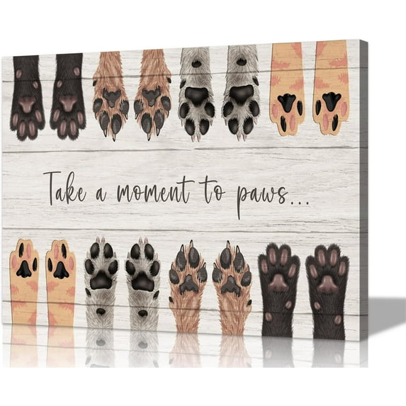 Aaheei Dog Wall Art Dog Pictures Take a Moment to Paws Wall Decor Dog Paw Print Animal Decor Animal Posters Paw Print Decor Puppy Paw Print Puppy Decor Dog Quotes Wall Decor for Room Decor