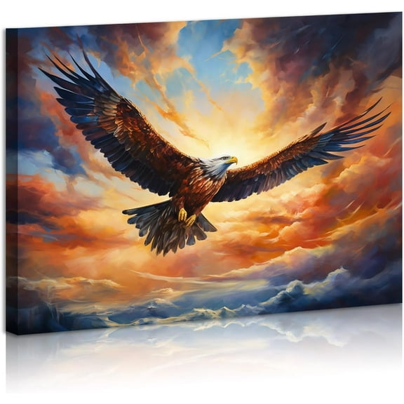 Aaheei Eagle Canvas Wall Art Flying Eagle Pictures Bird Wildlife Poster Aesthetic Vintage Prints for Living Room Bedroom Home Decorations Ready To Hang 12x18