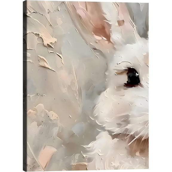 Aaheei Easter Bunny Canvas Wall Art, White Rabbit Oil Prints Picture Posters Wrapped Wall Decor Artwork Painting for Bedroom, Living Room,Bathroom Bar, Office Classic Home Decor 8 x 10 in