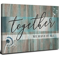 Aaheei Family Signs Wall Art Together We Have It All Canvas Pictures Teal Kitchen Wall Decor Rustic Dandelion Wall Art for Living Room Turquoise Bathroom Artwork Bedroom Home Decoration