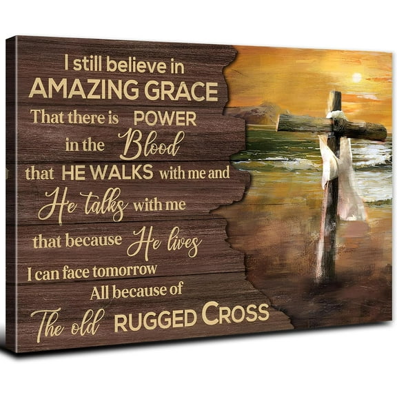 Aaheei Farmhouse Kitchen Decor Bible Verse Wall Art Beach Scenery Picture Inspirational Religious Canvas Prints Painting Scripture Poster Modern Artwork for Kitchen Living Room Home Decorations