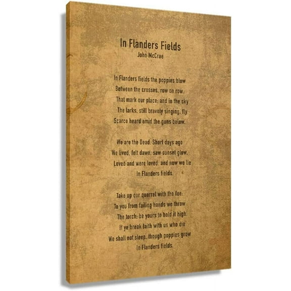 Aaheei In Flanders Fields Poem Wall Art Quotes Poster Decorations In Flanders Fields Poetry Artwork Verse Canvas Abstract Pictures For Bedroom Wall Decor