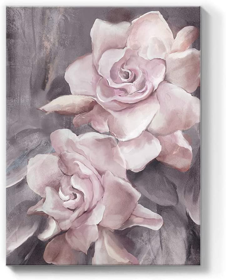Aaheei Flowers Canvas Wall Art Floral Prints Pink and Gray Rose ...