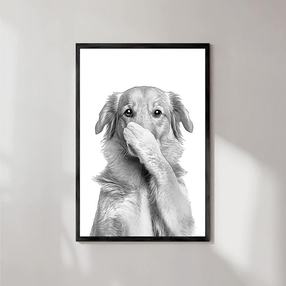 Aaheei Fun Bathroom Art Golden Retriever Holding Nose Poster bathroom wall decor Smell Toilet Prints Dog Photos Funny Animal Portraits Home Decor Bathroom Wall Decor