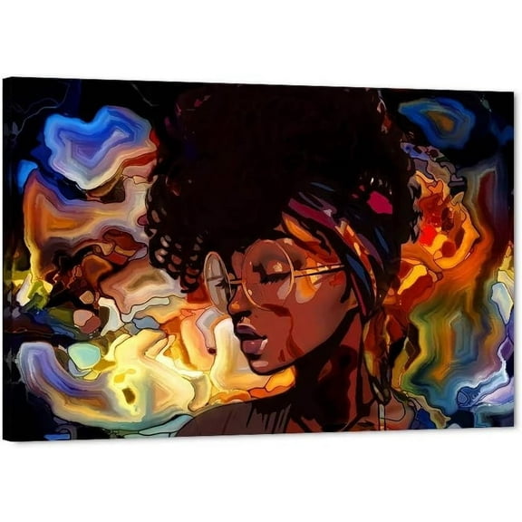 Aaheei Girl Canvas Wall Art African American Woman Poster Picture Stree Graffiti Art Abstract Artwork Modern House Decorations Ready to Hang