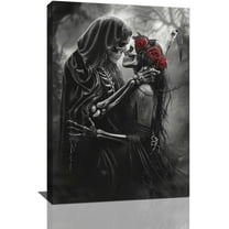 Aaheei Gothic Skull Wall Art Pictures Goth Skeleton Wall Decor Canvas Painting Home Modern Artwork Decorations for Bathroom Living Room Bedroom Office