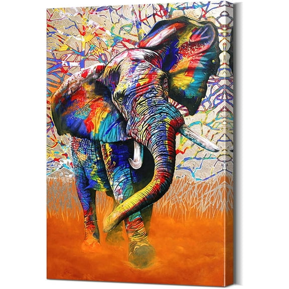 Aaheei Graffiti Art Canvas Wall Art - Colorful Elephant Street Art for Living Room & Bedroom Decor