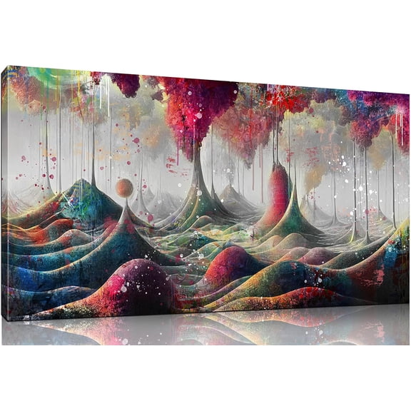 Aaheei Graffiti Canvas Wall-Art - Mountain Pictures Wall Decor Living Room Modern - Wall Art Ready to Hang 59"x 29"
