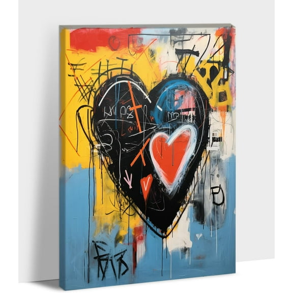 Aaheei Graffiti Love Heart Canvas Wall Art, Colorful Graffiti Print Picture, Modern Urban Street Art, Abstract Painting, Living Room Home Wall Decor Poster