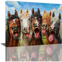 Aaheei Horse Bathroom Decor Wall Art Funny Bathroom Wall Decor Horse Poster Funny Animal Pictures for Wall Farmhouse Canvas Print Painting Artwork for Bedroom Living Room