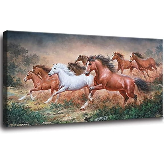 Aaheei Horse Wall Art Pictures Animal Canvas Prints Eight Running Horses Paintings Posters Horses Artwork for Wall Office Decor Living Room Home Decorations Wall Art