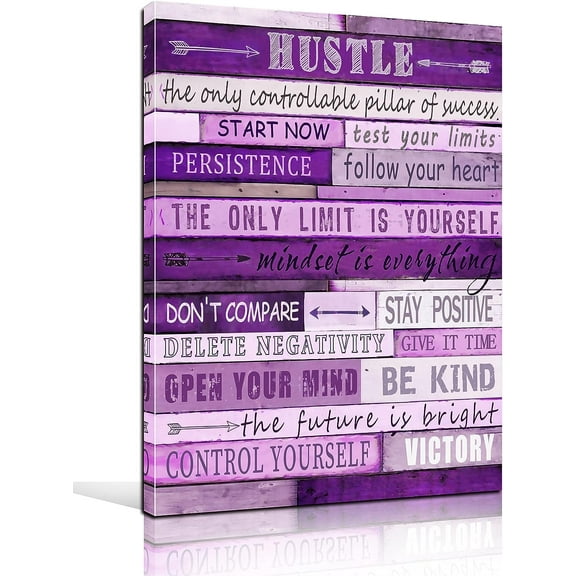 Aaheei Inspirational Quotes Wall-Art - Purple Canvas Wall Decor for Bedroom - Motivational Posters for Girls Room Ready to Hang