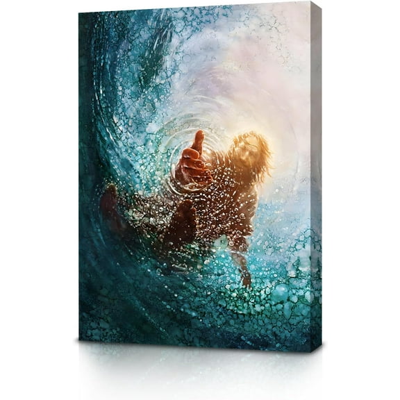 Aaheei Jesus Christ Canvas Wall Art The Hand of God Poster Modern Religious HD Print Painting Picture Artwork for Bedroom Living Room Decor (Jesus01, With Frame)