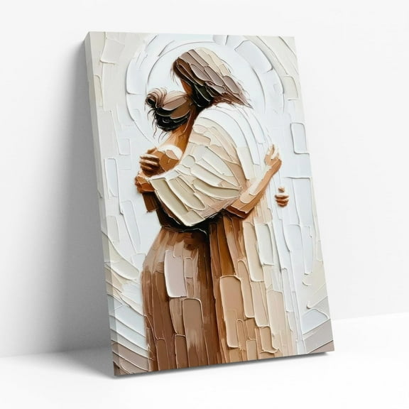 Aaheei Jesus Embracing Woman Canvas Wall Art, Safe in His Arms Pictures Canvas Print Posters Jesus and Women Wall Decor Christian Wall Art Home Decor for Living Room Bedroom Prayer Room