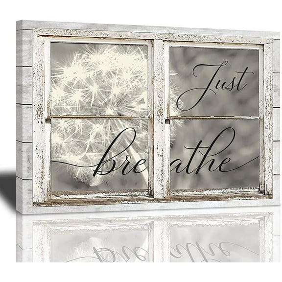 Aaheei Just Breathe Canvas Wall Art Beautiful Dandelion And Window Inspirational Pictures Motivational Quotes Poster Wall Decor For Office Bedroom Ready To Hanges