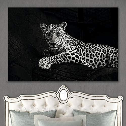 Aaheei Leopard Wall Art for Bedroom Living Room Black and White Leopard Canvas Wall Art for Home Office